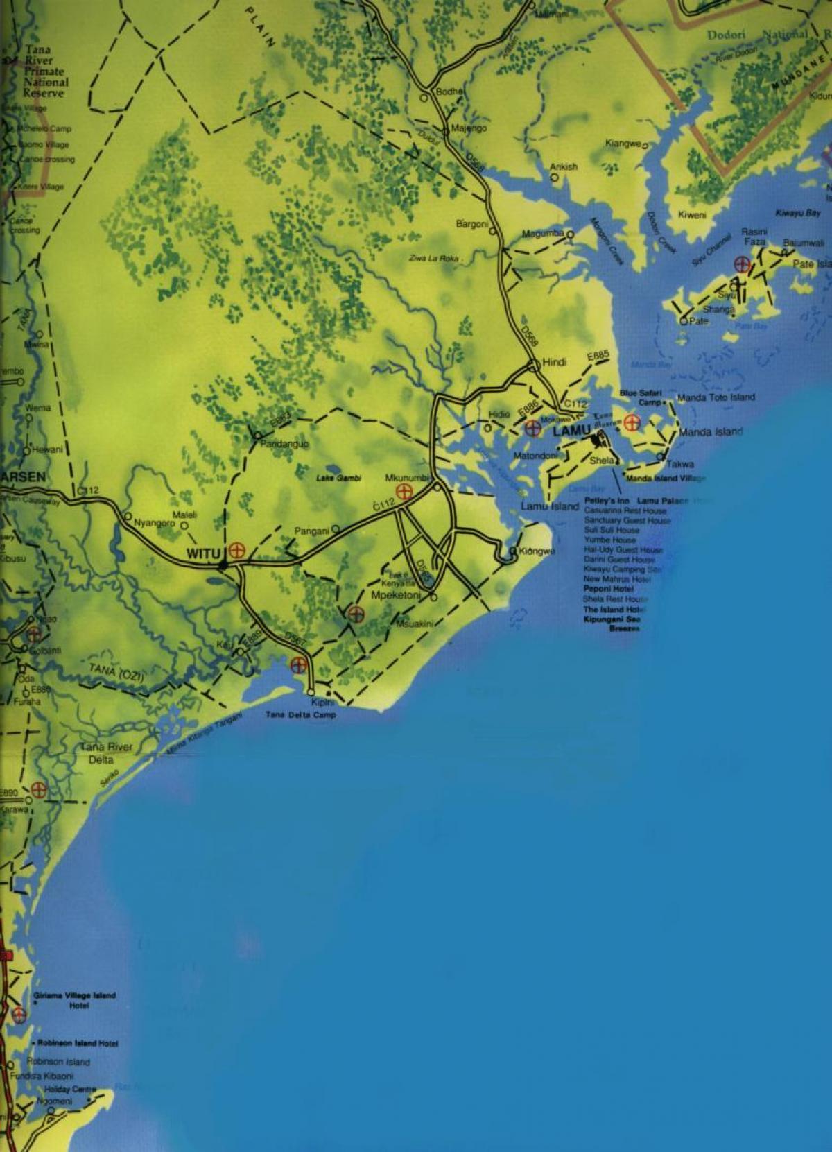 mapa južnom pobreží Kene