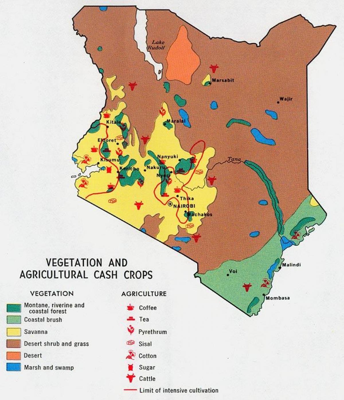 mapa Keňa prírodných zdrojov