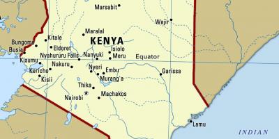 Mapa Keni, v mestách