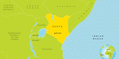Nairobi v Keni na mape