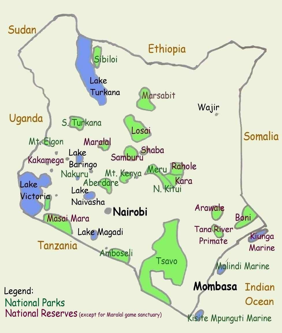 mapa jazier v Keni