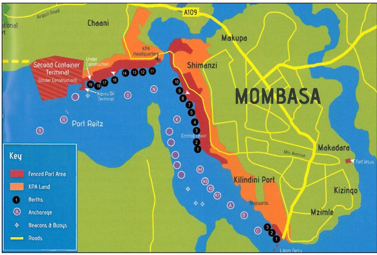 mapa mombasa v Keni