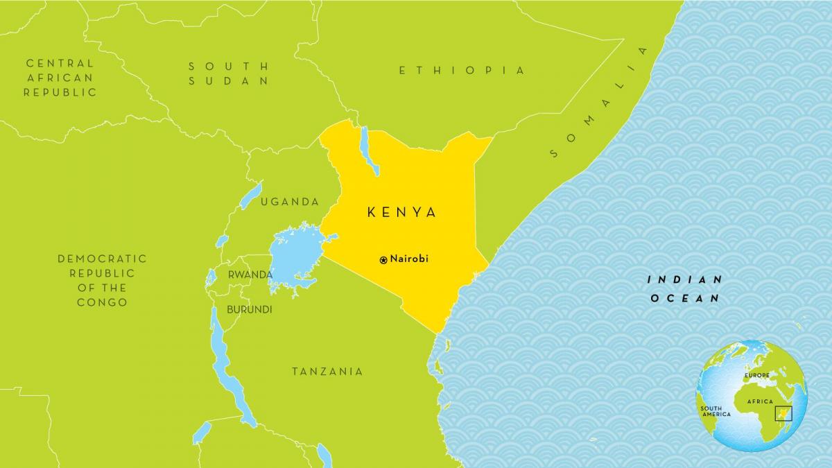 nairobi v Keni na mape