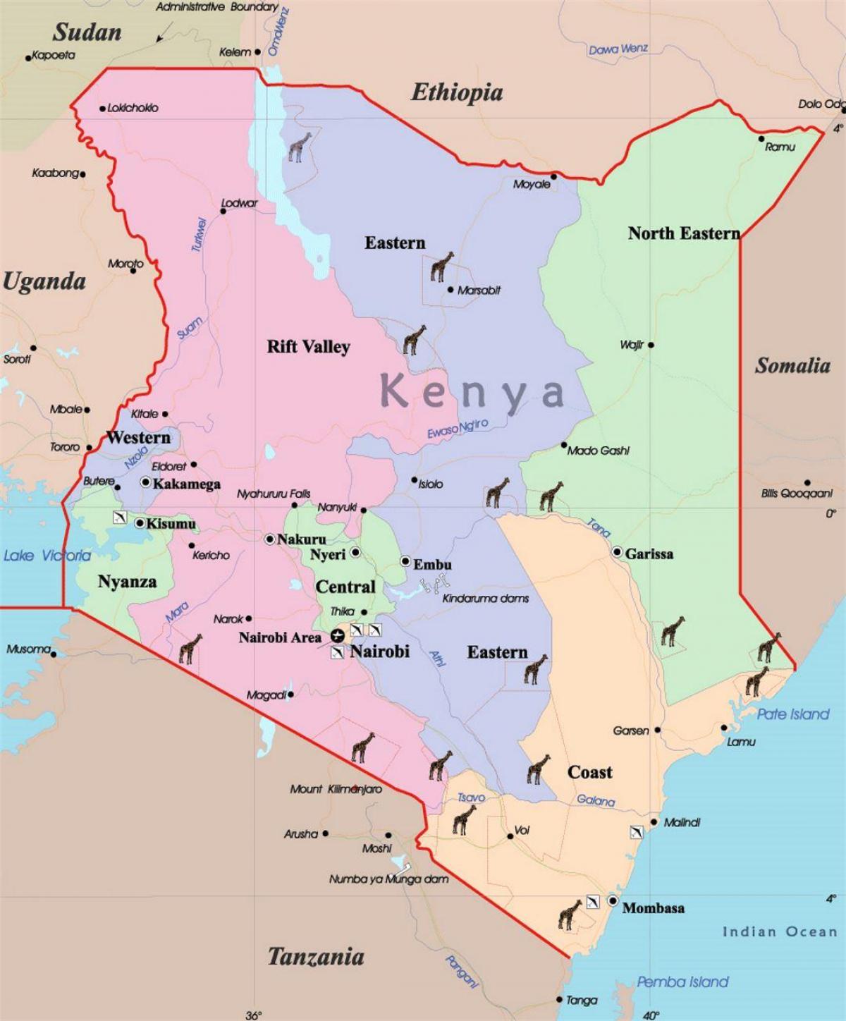 veľká mapa Kene