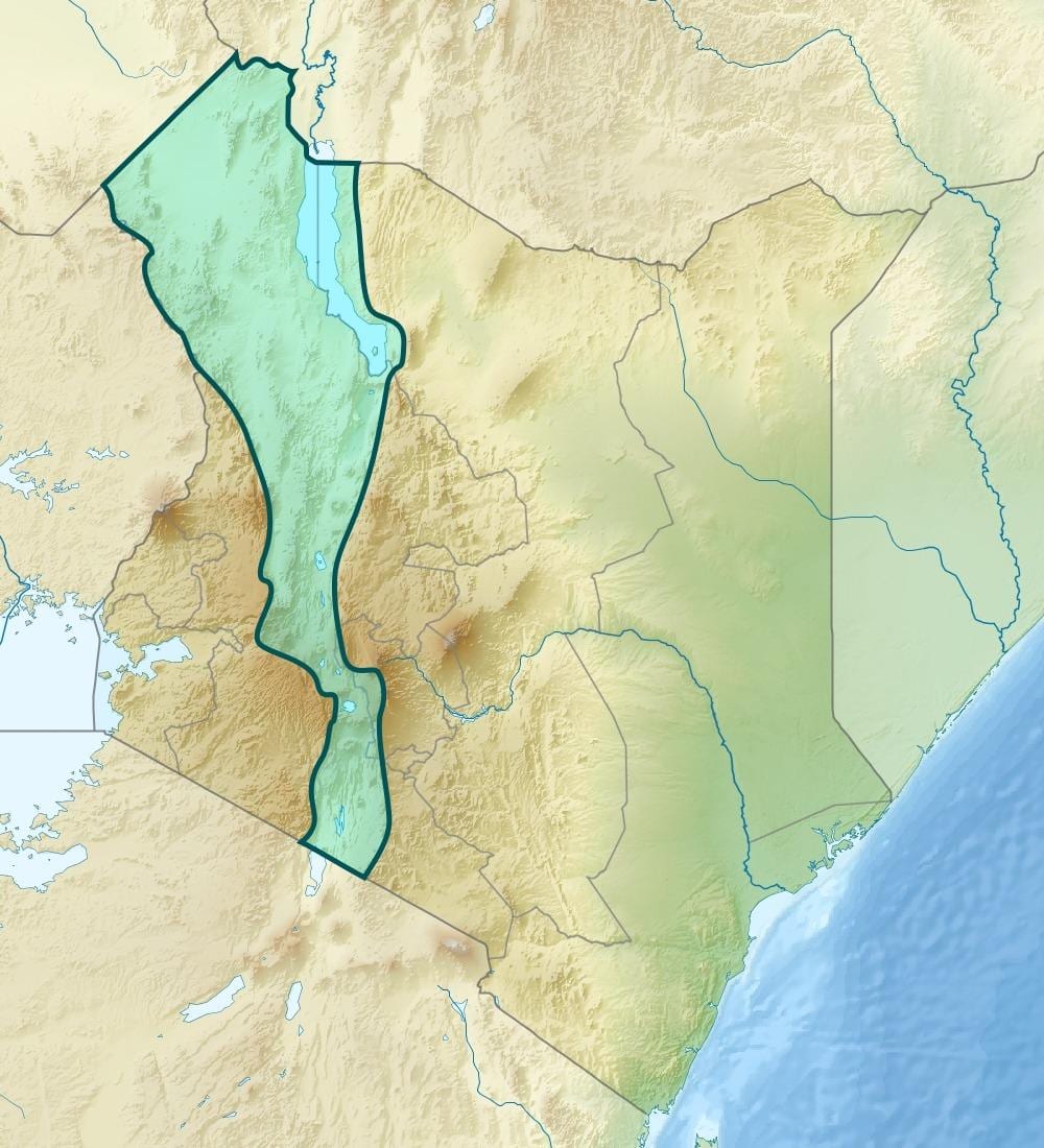 mapa rift valley Keni