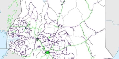 Mapa Keňa železničnej