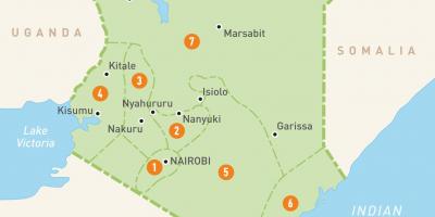 Mapa Keňa ukazuje provincií
